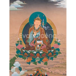 Thangka Print Of Lotus-Born Master | Guru Rinpoche Canvas Art For Spiritual Wall Decoration | Digital Artwork For Padmasambhava Thangka