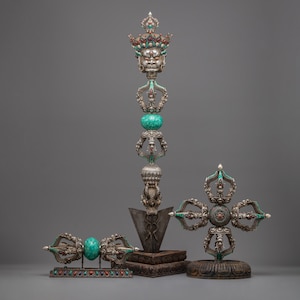 Phurba, Vajra, and Double Vajra Rituals Set | Intricate Design for Healing Practices | Handmade from Nepal | Handcrafted Decor Items