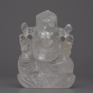 Clear Crystal Handmade Lord Ganesh Statue | Good Luck Gift | Ganpati Sculpture | Hindu Deity | Religious Home or Temple Decor | Crystal Art