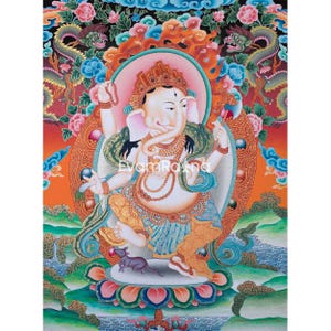 Ganesh Thangka Drucke | Ganesh Thangka Malerei | Digitaldruck | Hinduistische Gottheit Kunst | Ruhe und Wohlbefinden | Newari Thangka Kunst | Wanddekoration