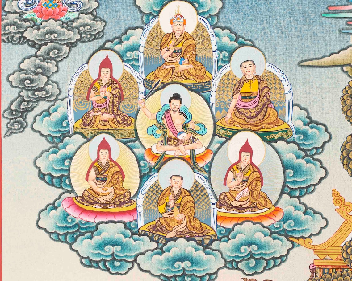 Guru Rinpoche Refuge Tree Thangka Print Buddhas Dharmapalas - Etsy