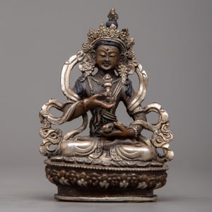 Mini Vajrasattva Statue | Tibetan Dorje Sempa Statue | Himalayan Asian Sculpture | Buddhist Sacred Art | 24k Gold Gilded & Silver Plated