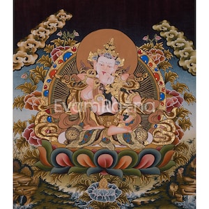 Heruka Vajrasattva and Consort Thangka | Yab Yum Deity Art | Small Thangka | Union of Wisdom and Compassion | Tibetan Buddhist Wall Art