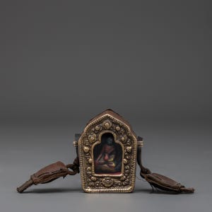 Buddhist Ghau Prayer Box | Tibetan Copper & Silver-Plated Amulet Box for Healing, Meditation, Protection, Prayer, and Sacred Relic Storage