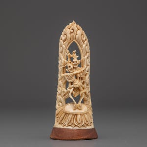 Chitipati Bone Carving: Tibetan Buddhist Deity Sculpture