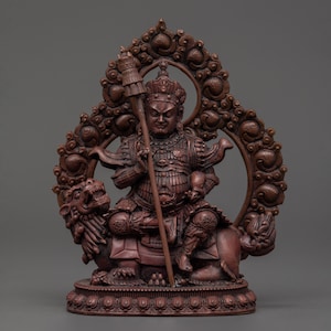 Oxidized Copper Namtoshe Statue | Dzambhala God of Wealth | Buddhist Guardian Deity Sculpture | Tibetan Altar Decor | Prosperity Figure |
