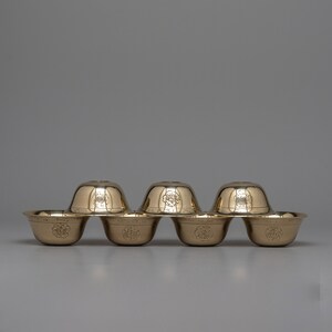 Buddhist Water Offering Bowls Set | Handcrafted Offering Bowls | Buddhist Ritual Item | Brass Offering Bowls | Tibetan Home Decor | HandMade