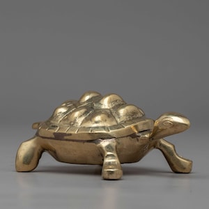 Small Turtle Statue | Home Decoration Statue | Brass Body | Buddhist Animal Figurine | Home Office Desk Trinkets |  Gift For Her