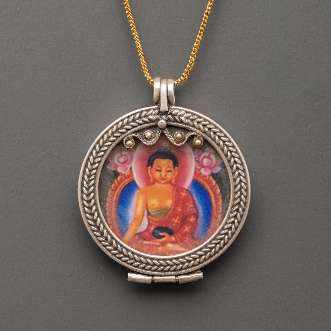Handcrafted Shakyamuni Buddha Locket | Silver Buddhist Pendant | Sacred ...