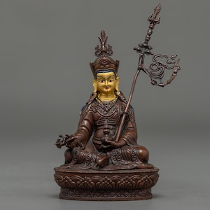 Small Guru Padmasambhava | Guru Rinpoche Statue | Tibetan Lotus Born Master Sculpture | Himalayan Buddhist Artwork | Gilded in pure 24k Gold