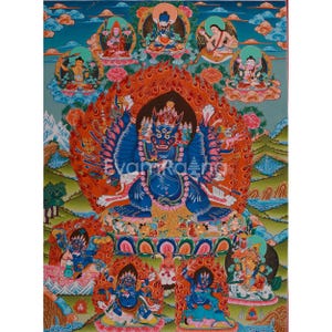 Yamantaka with Other Deities | Tibetan Buddhist Wrathful Protector | Hand-Painted Thangka Art | Vajrayana Meditation | Wisdom and Liberation