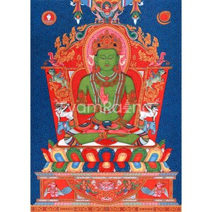 Buddha Thangka Giclee Print | Amoghasiddhi Buddha Thangka Art | Newari Artwork Balancing Spiritual Significance and Decorative Splendor