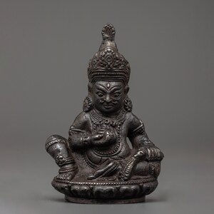 Iron Dzambhala Wealth Deity Figurine | Tibetan Prosperity God for Shrine | Handmade Buddhist Statue | Abundance Decor | Spiritual Altar Art