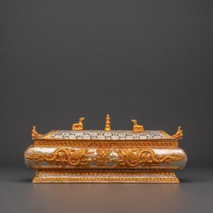Meditation Incense Burner | Gold and Silver Plated Copper Burner | Tibetan Censer for Altar | Spiritual Cleansing | Buddhist Incense Tool