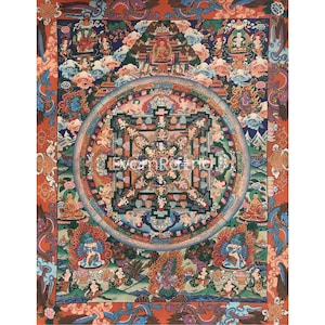Medium Sized Mandala Thangka with Framing | Mandala Art for Home Decor | Yoga Studio Decor | Religious Artifacts | Zen Buddhist Ritual Items
