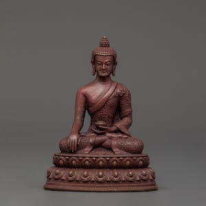 Shakyamuni Buddha Oxidized Statue | Seated Buddha for Meditation Buddhist Sculpture | Spiritual Home Decor | Mindfulness & Sacred Spaces |