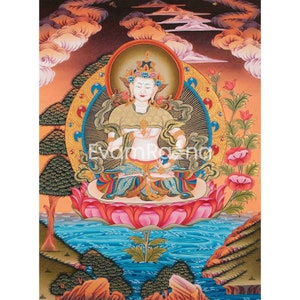Wall Art Decor of Vajrasattva Dorje Sempa | Original Hand-Painted Thangka | Tibetan Dorsem Art for Spiritual Meditation Practice