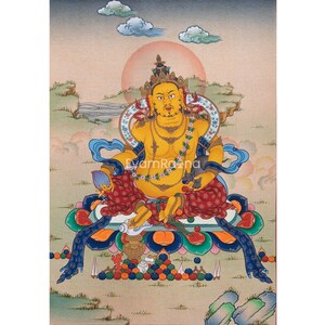 Tibetan Poster Of Dzambhala God Of Wealth For Wall Decoration | Traditional Deity Canvas Print For Spiritual Room | Buddhist Artwork Gifts