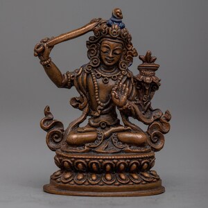 The Graceful Manjushri Statue | Boddhisattva of Wisdom | Tibetan Buddhist Fine Art | Himalayan Sculpture of Guru Manjushree | Religious Gift