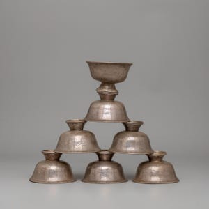 85% Silver Offering Bowls Set | Handcrafted Tibetan Ritual Bowl | Perfect Meditation & Altar Decor | Spiritual Copper-Silver Offering Bowls