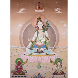 White Tara Thangka Painting | Original Hand Painted Art | Religious Wall Hanging Decoration For Meditation | Buddhist Art | Spiritual Gift