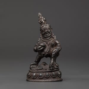 Tibetan God of Wealth Dzambhala Statue | 9cm Handcrafted Iron Prosperity Deity for Altar, Rituals, Feng Shui, Buddhist Decor & Blessings