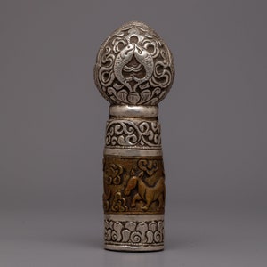 Auspicious Tibetan Seal: Handcrafted Symbol of Good Fortune and Protection | Enhance Your Space with Positive Energy |  Symbol of Positive