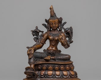 Göttlich weibliche grüne Tara Statue | Symbol der Furchtlosigkeit, Liebe & Heilung | Feiere die Mutter aller Buddhas | Handgefertigtes Decor Marvel