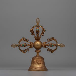 Handcrafted Double Vajra Bell |Buddhist Meditation and Ceremonial Bell |Tibetan Buddhist Double Vajra Bell|Symbol of Enlightenment and Power