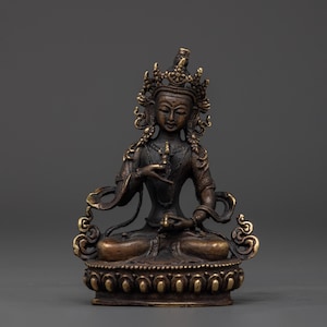 Brass Vajrasattva Purifier of Karma Statue | Tibetan Deity for Meditation & Spiritual Cleansing | Tibetan Buddhist Figurine for Mindfulness