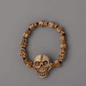Handcrafted Skull Head Bracelet | Bold and Lightweight Wrist Accessory | Skull Charm Bracelet for Dharma Practitioners | Sacred Ritual Item