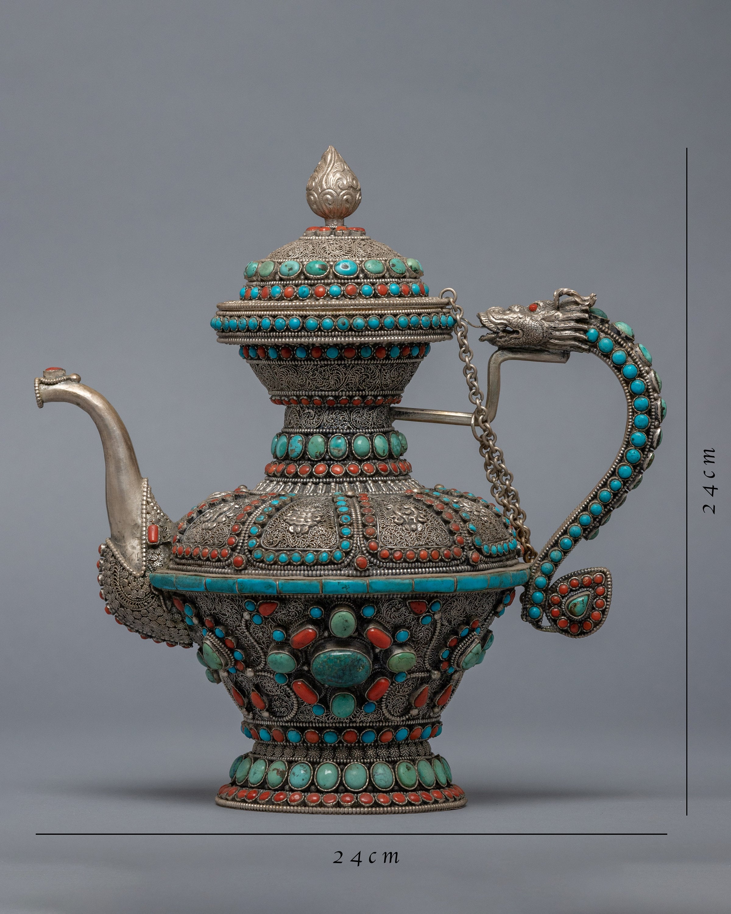 2024新商品 | Pot Tea Handcrafted Tibetan Genuine | Inlay Stones 施釉陶