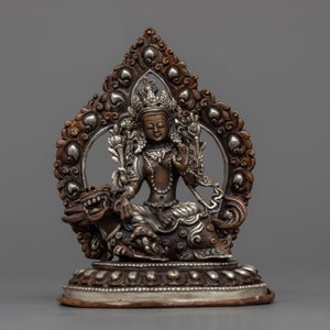 Tibetaanse godin groen Tara koper geoxideerd standbeeld | Sculptuur Arya Tara Drolma | Moeder van Bevrijding | Boeddhistisch decor | Cadeaus Nepalese kunst