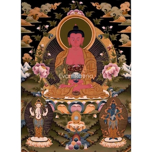 Amitabha Buddha | Bodhisattvas Thangka | Original Hand Painted Tibetan Buddhist Thanka Art |  Wall Hanging Yoga Meditation Canvas Art