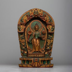 Tibetan Goddess Green Tara Zen Statue | Handmade Female Buddha Sculpture | Mother Drolma Golden Sculpture | Home Decor | Spiritual Artifacts