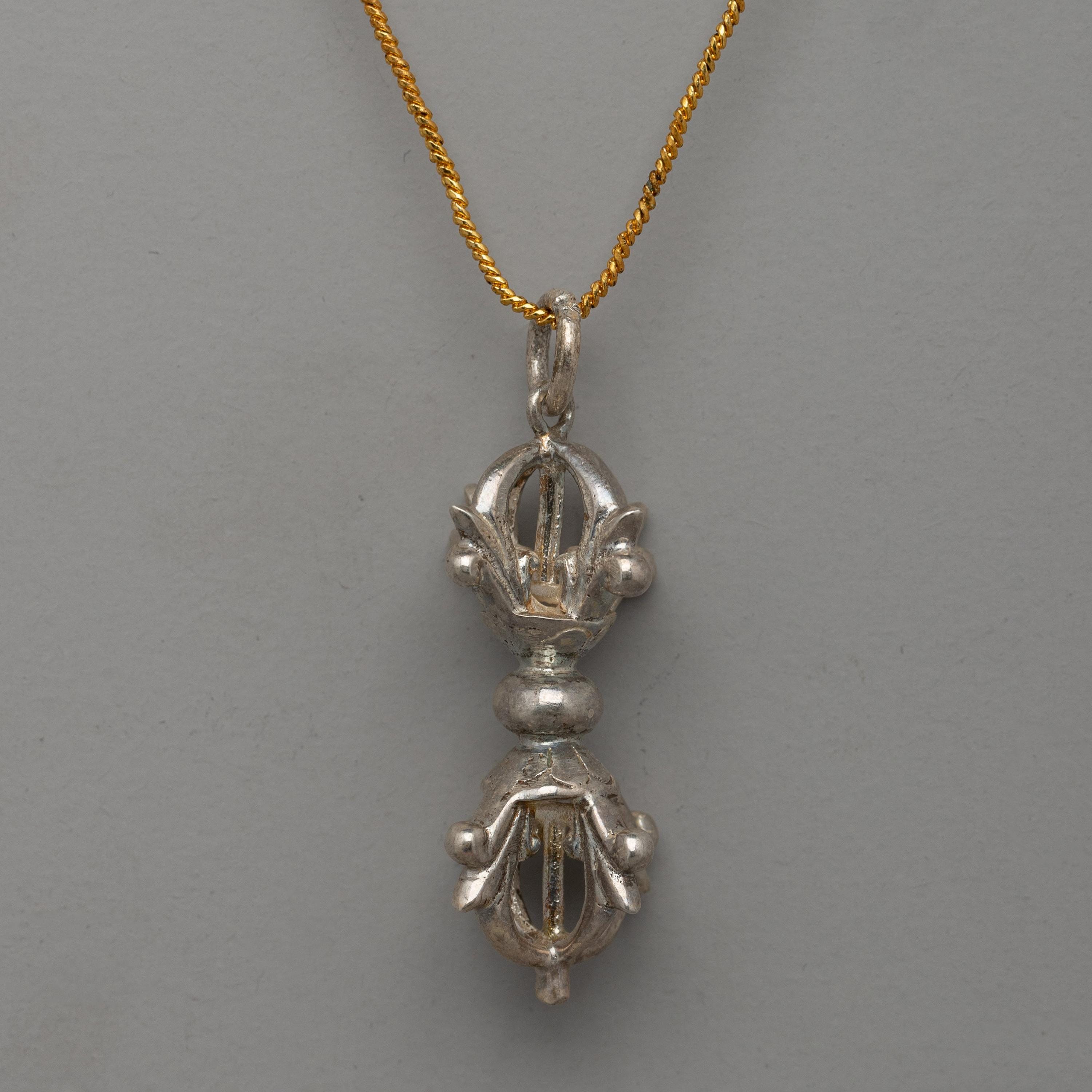 Tibetan Traditional Vajra Locket | Silver Vajra Dorje Pendant for Spiritual Protection | Meditation Prayer Gift | Sacred Tibetan Jewelry
