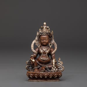 Dzambhala Sacred Tibetan Statue | Dzambhala Statue for Prosperity, Abundance, and Spiritual Growth | Oxidized Copper Tibetan Wealth Deity