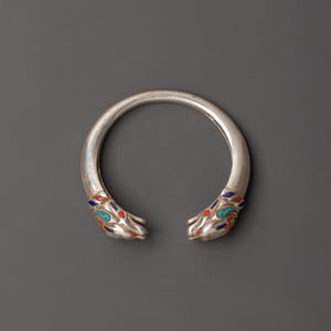 Tibetan Silver Dragon Bracelet | Pure Silver Himalayan Bangle Jewelry | Tribal Spiritual Cuff | Handcrafted Ethnic Bracelet for Men & Women