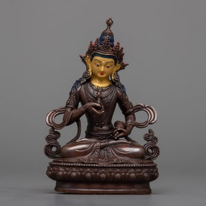 Himalayan Vajrasattva Buddha Statue | Authentic Oxidized Tibetan Dorje Sempa Sculpture | Purification & Meditation Practice Art | Home Decor