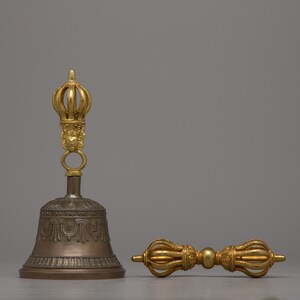 Handmade Buddhist Vajra & Bell Set | Tibetan Tantric Ritual Item | Elegance of Devotion and Enlightenment | Meditation Aid |Nepal Art