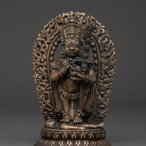 Handgefertigte Messing Mahakala Statue für spirituellen Schutz | Buddhistische Rituale und Meditation | Heilige tibetische Gottheit Figur | Hergestellt in Nepal
