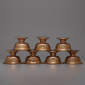 Tibetan Copper Bowls Water Offering | Buddhist Offering Bowl Set | Ritual Offering Set | Monastery Altar Shrine | Zen Buddhism |Nepalese Art