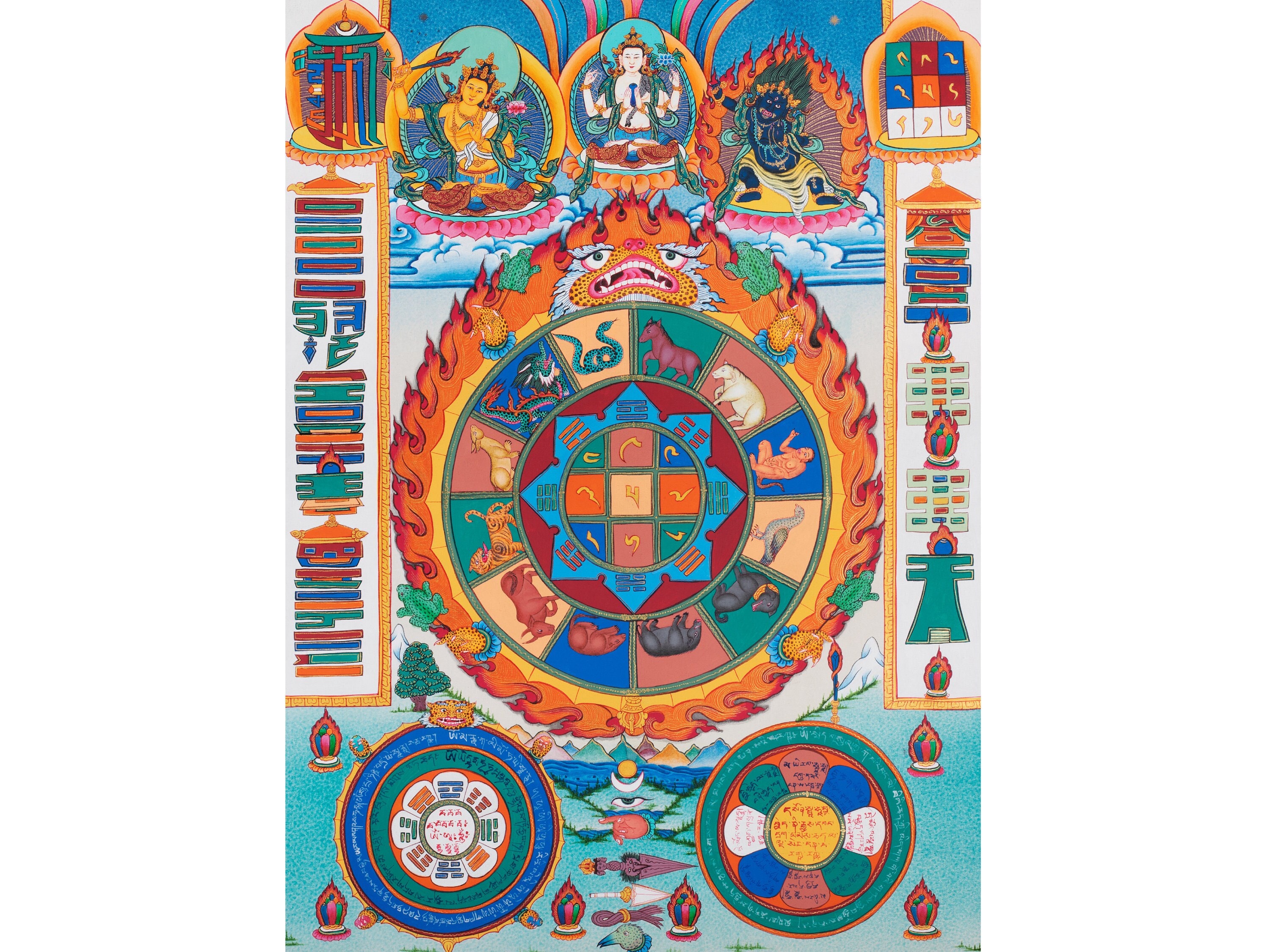 Tibetan Calendar Thangka Painting Lunar Based Calendar Etsy