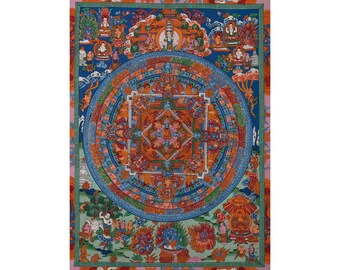 Mandala Thangka Painting | Meditation Canvas Art | Positive Energy and Peace and Tranquility | Buddha Mandala Art Wall Hanging | Wall Decor