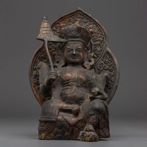 Handcrafted Copper Vaishravana Statue: Tibetan Buddhist Wealth Deity, 24cm