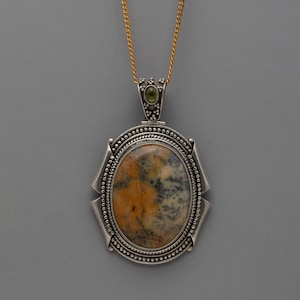 Traditional Tibetan Silver Stone Locket | Sacred Silver Locket with Gemstone |Tibetan Keepsake Pendant |Sterling Silver Locket with Gemstone