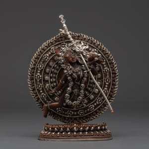 Vajrayogini Copper Altar Figurine: Silver Plated Tibetan Statue