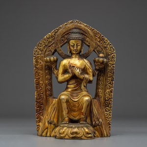 Great Maitreya Buddha Statue – Copper Body with Gold Plating | Spiritual Decor and Blessing | Made in Nepal | Peace and Prosperity Statue