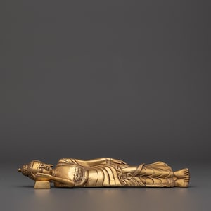 Handmade Sleeping Buddha | Reclining Buddha Sculpture | Spiritual Decor | 27cm Buddhist Brass Figurine | Meditation Decor | Peaceful Statue