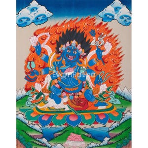 Mahakala Buddha Thangka | Six Armed Mahakala | Kagyu Mahakala Dharmapala | Bhairava Painting | Mahakala Heruka | Wall Hanging Decoration